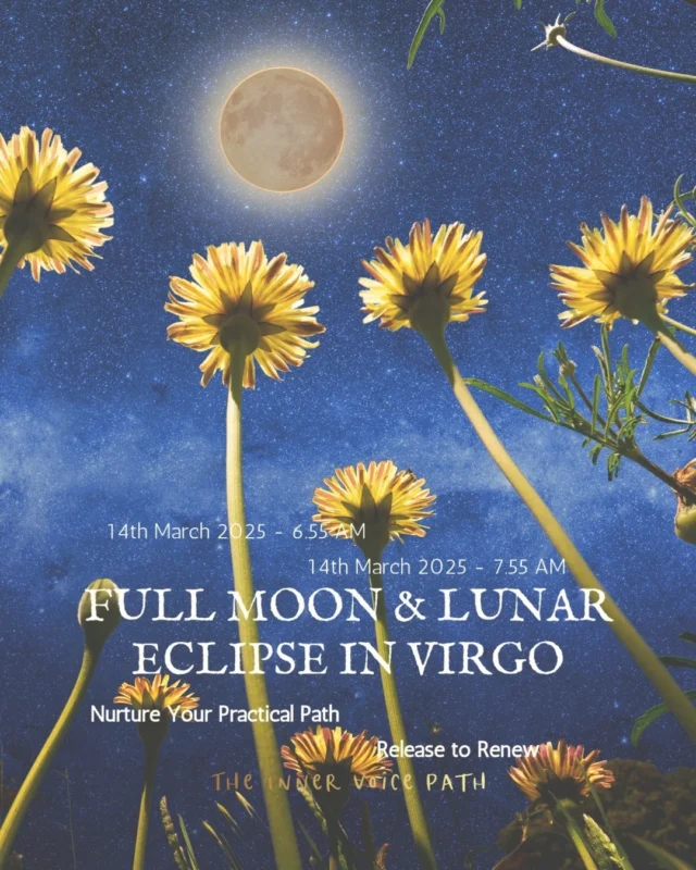 **🌕 Full Moon & Lunar Eclipse in Virgo – Release to Renew ✨** 

This Eclipse on March 14th isn’t just another lunation—it’s a **vortex pulling us deep into self-discovery**. Virgo’s energy is practical, grounding, yet under this eclipse, it pushes us to **shed outdated habits and perfectionist illusions** that keep us stuck. 

I’ve felt the weight of over-analyzing, the need to have it all figured out. But shadow work teaches that true empowerment comes when we surrender control. This moon is a chance to nurture our practical path while releasing what no longer serves our evolution. It’s a fine balance: structure meets surrender, discipline meets flow. 

Ask yourself: 
🌿 What routines help me grow rather than restrict me? 
🔥 Where am I holding on too tightly instead of trusting? 
💡 Can I release the fear of change and step into my next chapter? 

Eclipses clear space for clarity, empowerment, and direction—but first, we must let go. Are you ready? Drop a 🌕 if you’re stepping into this new phase! 

#FullMoonInVirgo #LunarEclipse #ShadowWork #TheInnerVoicePath #SpiritualCoaching #ReleaseToRenew #Empowerment #ShamanicWisdom #SacredTransformation